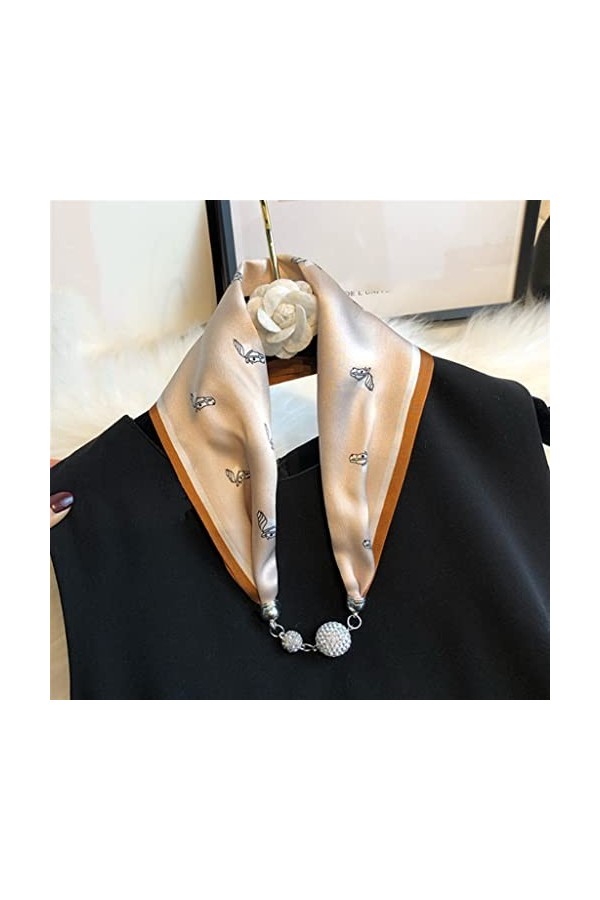 Collier écharpe en Soie All-Match pour Femme Boucle magnétique Pendentif Petite écharpe Bijoux écharpe pour Femme