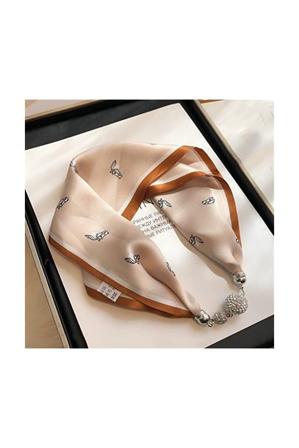 Collier écharpe en Soie All-Match pour Femme Boucle magnétique Pendentif Petite écharpe Bijoux écharpe pour Femme