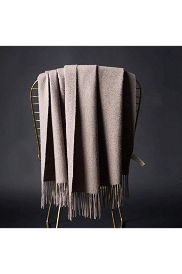 Écharpe 100% Laine De Couleur Unie écharpe Longue Et Chaude Pour Hommes Et Femmes,Mocha-200 * 70cm