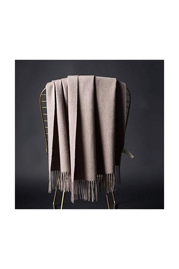 Écharpe 100% Laine De Couleur Unie écharpe Longue Et Chaude Pour Hommes Et Femmes,Mocha-200 * 70cm