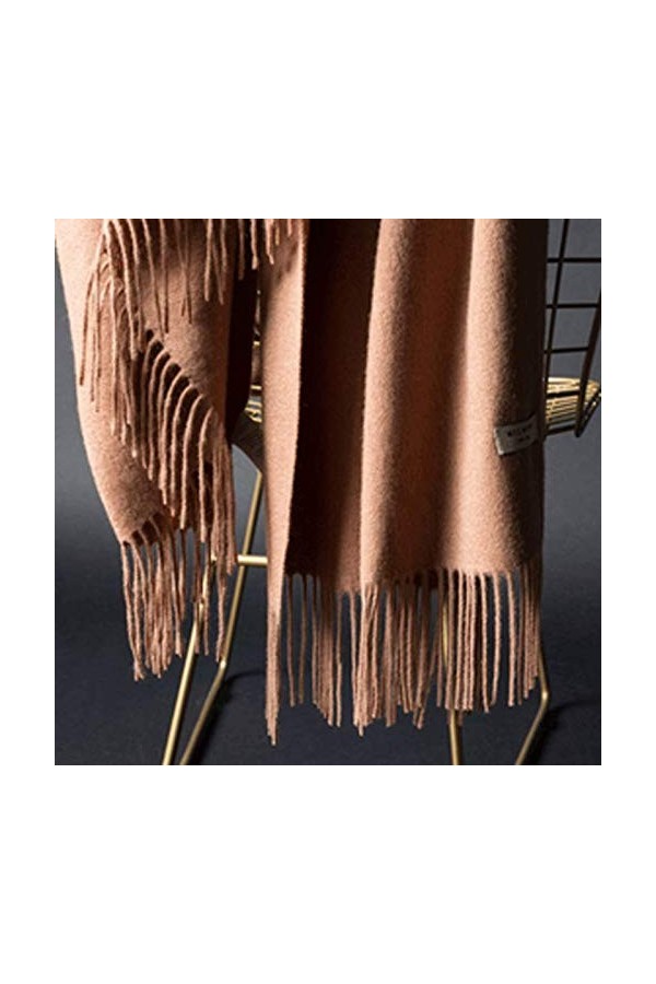 Écharpe 100% Laine De Couleur Unie écharpe Longue Et Chaude Pour Hommes Et Femmes,Caramel-200 * 70cm