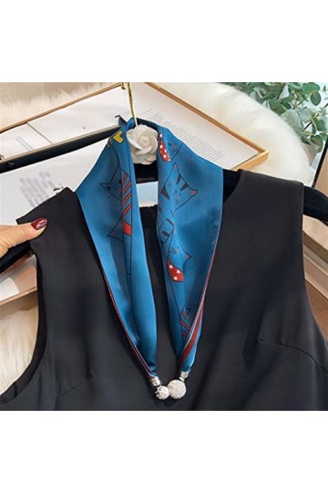 Mode Foulard en Soie Femme Boucle magnétique Collier Pendentif Petite écharpe Tout Match Petite écharpe Bijoux écharpe pour F