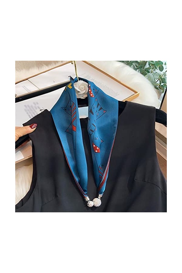 Mode Foulard en Soie Femme Boucle magnétique Collier Pendentif Petite écharpe Tout Match Petite écharpe Bijoux écharpe pour F