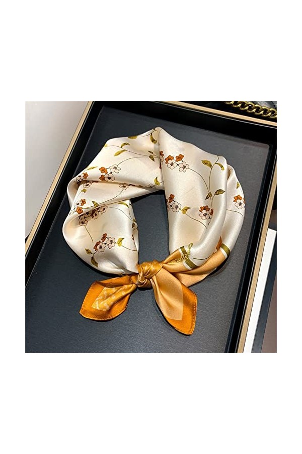 Écharpes Multi-usages Foulard en Soie pour Femme Section Mince Petite écharpe carrée fraîche pour Femme Color : Yellow, Size