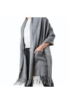 Châle Wrap avec Poches pour Femmes Poche Cachemire Écharpe pour Dames Doux Chaud Solide Couleur Mode Nouveauté Style Pashmina
