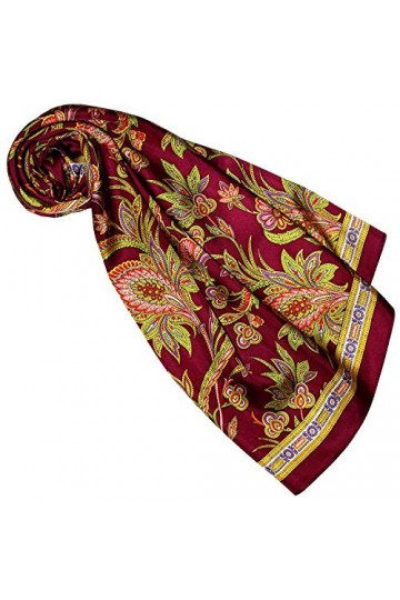 Lorenzo Cana Foulard design pour femme 100 % soie Multicolore 90 cm x 90 cm, Floral-bordeaux, Taille Unique