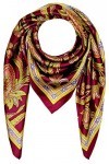 Lorenzo Cana Foulard design pour femme 100 % soie Multicolore 90 cm x 90 cm, Floral-bordeaux, Taille Unique
