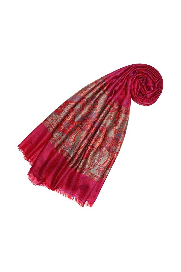 LORENZO CANA Echarpe de 100% Cachemire pour la femme – 70 x 200 cm, jacquard, motif paisley, avec bordure - souple et noble –