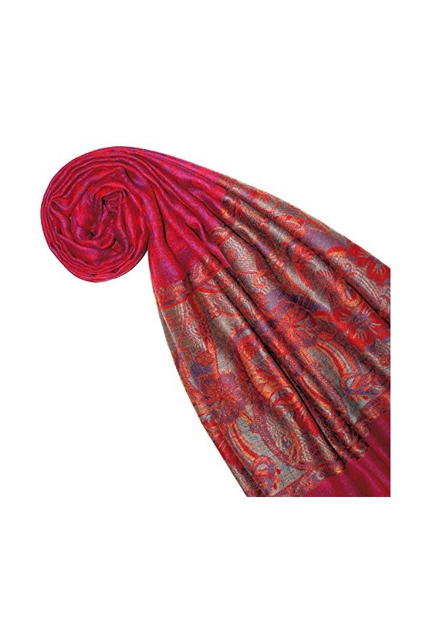 LORENZO CANA Echarpe de 100% Cachemire pour la femme – 70 x 200 cm, jacquard, motif paisley, avec bordure - souple et noble –