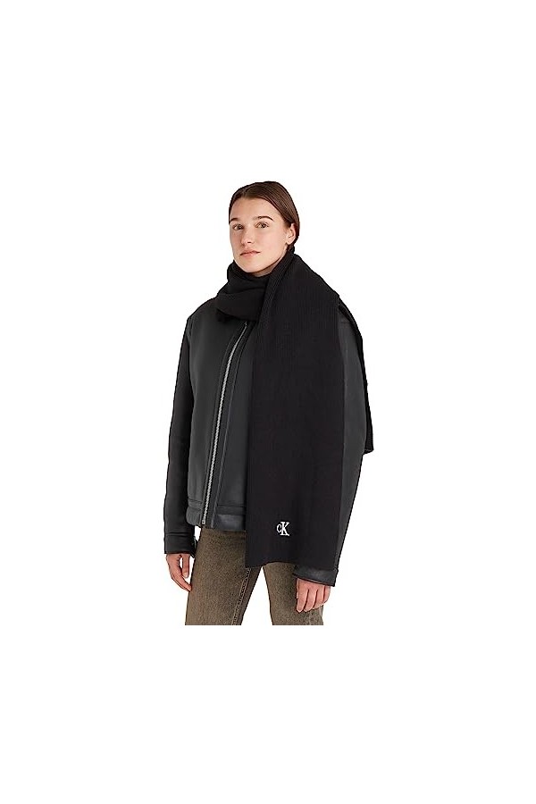 Calvin Klein Archive Logo Scarf 265 Écharpe tricotée, Black, OS Femme