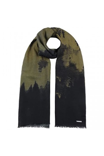 Stetson Devico Écharpe en laine pour homme et femme - Avec franges automne-hiver, Olive, taille unique