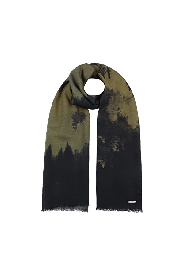 Stetson Devico Écharpe en laine pour homme et femme - Avec franges automne-hiver, Olive, taille unique