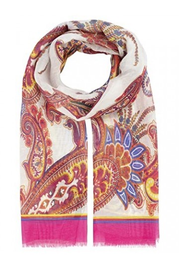 APART Fashion Écharpe, Blanc/Multicolore, Taille Unique Femme