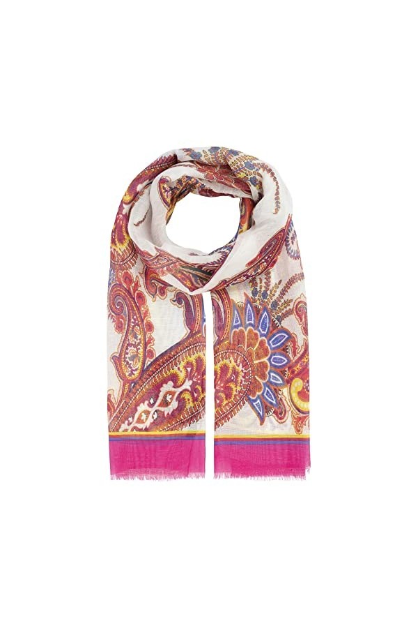 APART Fashion Écharpe, Blanc/Multicolore, Taille Unique Femme