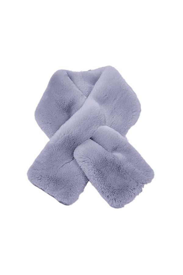 BeFur Foulard dhiver chaud en fourrure de lapin Rex pour femme, bleu roi, taille unique