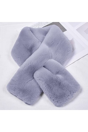 BeFur Foulard dhiver chaud en fourrure de lapin Rex pour femme, bleu roi, taille unique
