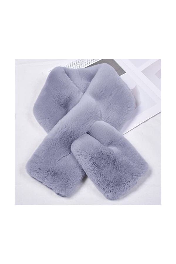 BeFur Foulard dhiver chaud en fourrure de lapin Rex pour femme, bleu roi, taille unique