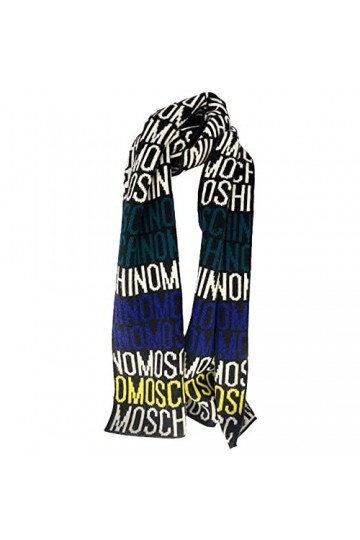 MOSCHINO Écharpe, logo all over, maxi logo, multicolore, ligne Taille: 30 x 180 cm, Noir , 30x180cm