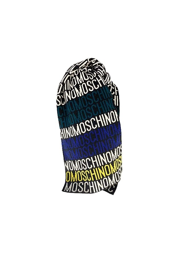 MOSCHINO Écharpe, logo all over, maxi logo, multicolore, ligne Taille: 30 x 180 cm, Noir , 30x180cm