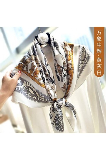 WLLLO Foulard en soie écharpe femme soie sauvage mûrier petite écharpe carrée air conditionné chambre châle écharpe-A