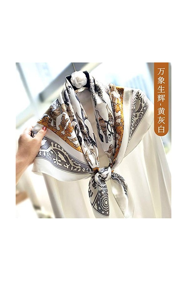 WLLLO Foulard en soie écharpe femme soie sauvage mûrier petite écharpe carrée air conditionné chambre châle écharpe-A