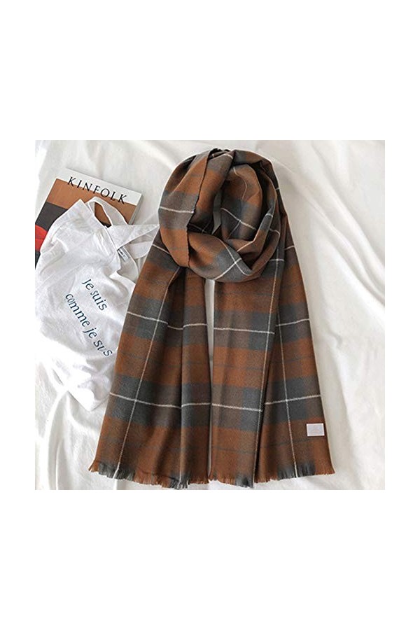 Écharpe Femme Automne Et Hiver, Polyvalente, Chaude, Épaisse, Douce, Douce pour La Peau, Longue Écharpe Châle À Carreaux, Cad