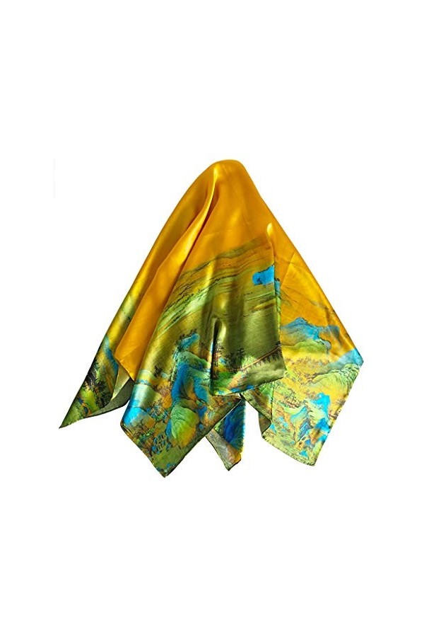 des milliers de kilomètres de rivières et de Montagnes Photo Grande écharpe en Soie Grande écharpe en Satin de Soie Sauvage p