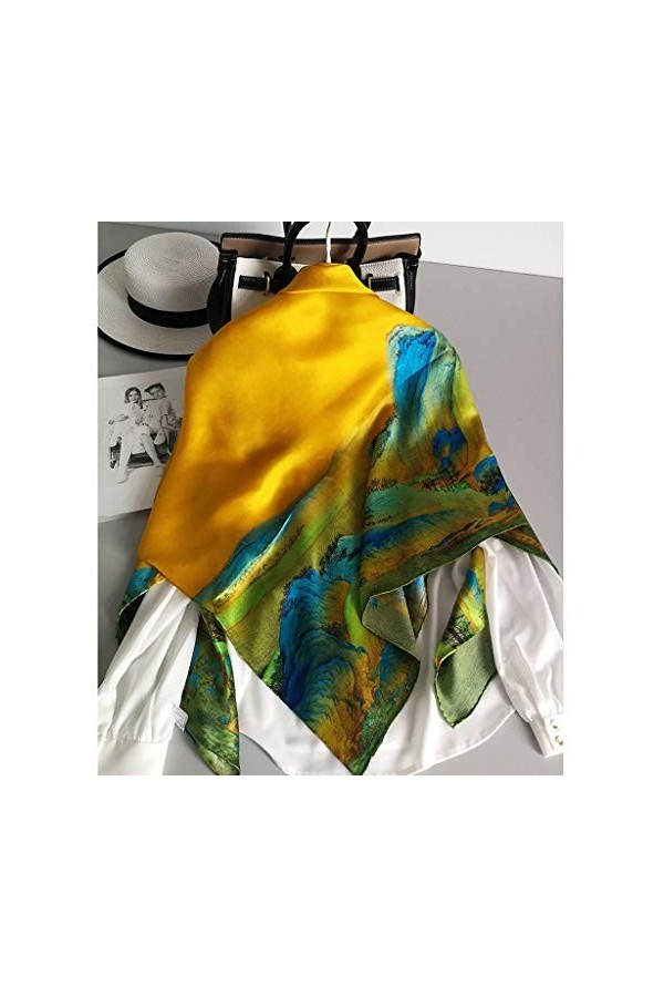 des milliers de kilomètres de rivières et de Montagnes Photo Grande écharpe en Soie Grande écharpe en Satin de Soie Sauvage p