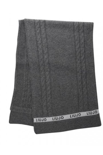 LIU JO écharpe en tricot avec tresse et bande logo gris, gris, UNI EU