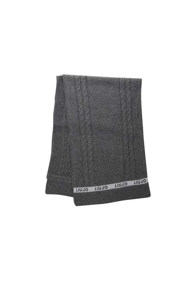 LIU JO écharpe en tricot avec tresse et bande logo gris, gris, UNI EU
