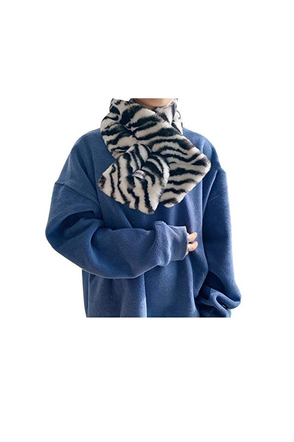 Femmes Wrap Col Femmes Hiver Chaleur en Peluche Doux Écharpe Croix Femmes Écharpe Écharpe Confortable Haussement Fourrure Bav