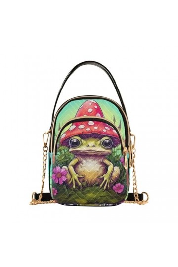 GAIREG Sac à bandoulière matelassé champignon sarcelle pour femme, Mignon champignon grenouille