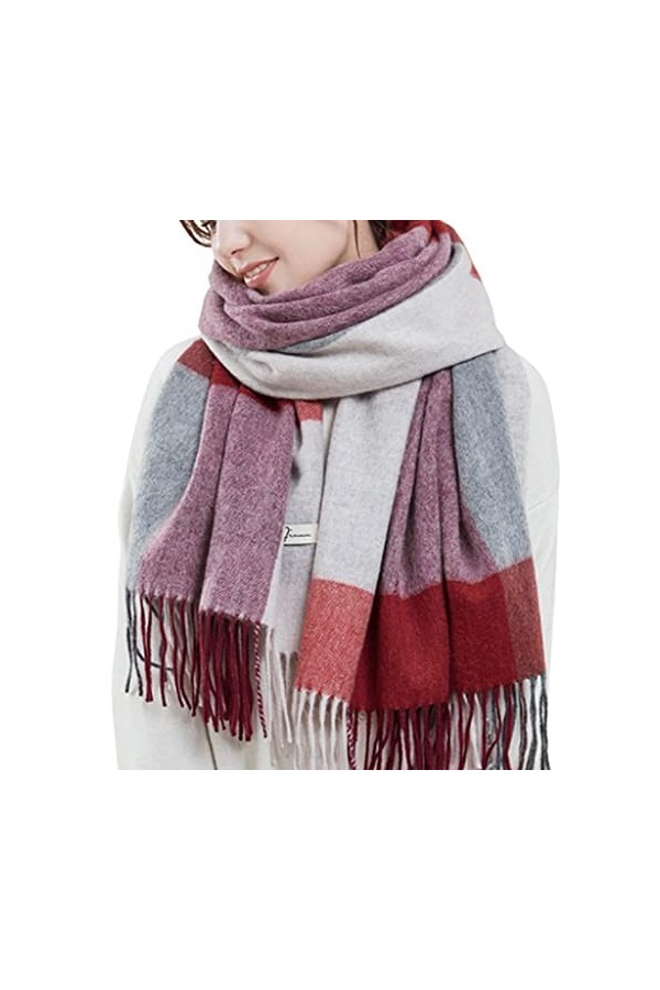 WYDM Écharpe 100% Cachemire, écharpes de Tartan dhiver et enveloppements for Femmes, Plaid avec écharpes de châle en Envelop