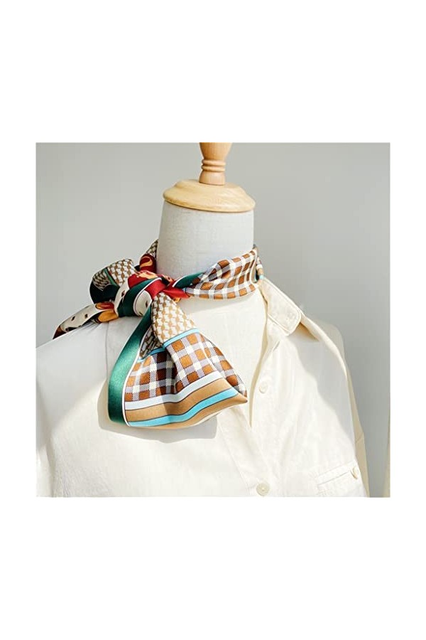 EKAYG Écharpe en Soie Double Couche écharpe en Soie de mûrier Femmes Automne Mince et Longue écharpe Streamer Taille Unique 