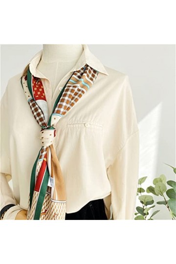 EKAYG Écharpe en Soie Double Couche écharpe en Soie de mûrier Femmes Automne Mince et Longue écharpe Streamer Taille Unique 