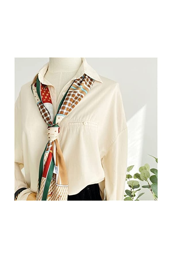 EKAYG Écharpe en Soie Double Couche écharpe en Soie de mûrier Femmes Automne Mince et Longue écharpe Streamer Taille Unique 