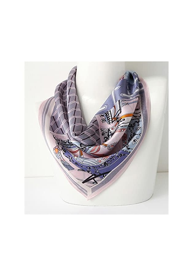 YWSZJ Écharpe de Soie Rose et Violette Printemps et Automne mère Mince Petite écharpe carrée Foulard Femme mûrier Foulard Co