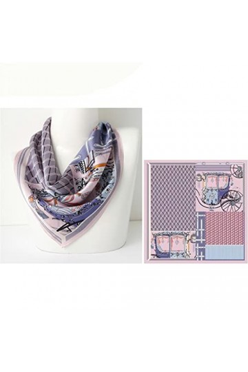 YWSZJ Écharpe de Soie Rose et Violette Printemps et Automne mère Mince Petite écharpe carrée Foulard Femme mûrier Foulard Co