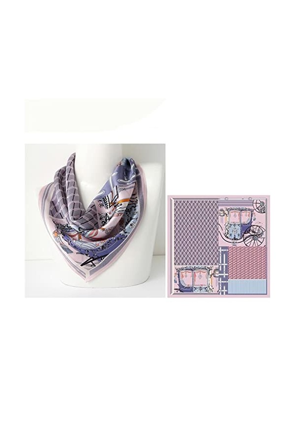 YWSZJ Écharpe de Soie Rose et Violette Printemps et Automne mère Mince Petite écharpe carrée Foulard Femme mûrier Foulard Co