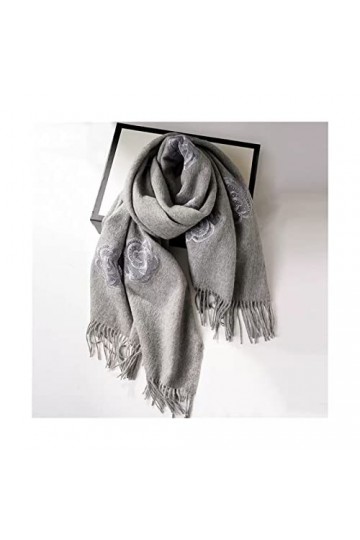 KIZQYN Châles Écharpe en Laine Femme Automne et Hiver Grande Taille châle Haut de Gamme Manuel Broderie tridimensionnelle ave