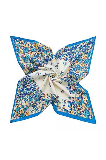 Kigauru Écharpe Mode Femmes Écharpe Papillon Partie Imprimer Hijab Soie Satin Châle Écharpes Foulard 60 * 60CM Color : A, Si