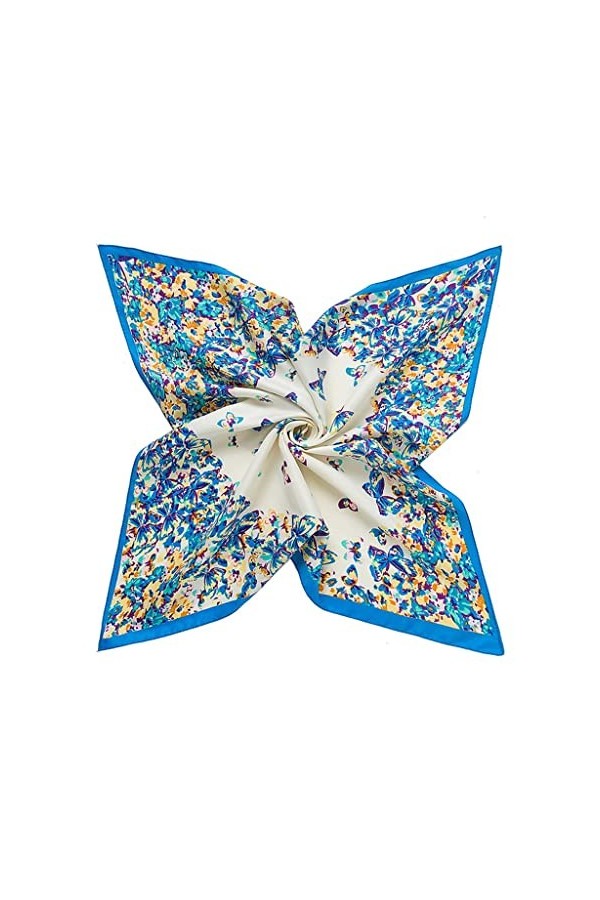 Kigauru Écharpe Mode Femmes Écharpe Papillon Partie Imprimer Hijab Soie Satin Châle Écharpes Foulard 60 * 60CM Color : A, Si