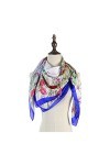 JTRHD Foulard Carré Large Écharpe en Soie imprimée for Femmes Grande Écharpe carrée Châle à Motif Floral Doux Léger Couleur 