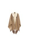 SZWH Laine Cachemire châle Automne Hiver écharpe Plaid Cape Cape épaissie Tweed Veste Femme Voyage extérieur Doux Chaud échar
