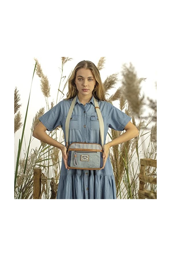 SKPAT - Sac Bandoulière Femme - Grande Capacité - Sac a Main Tendance - Vintage Original 314483, Bleu