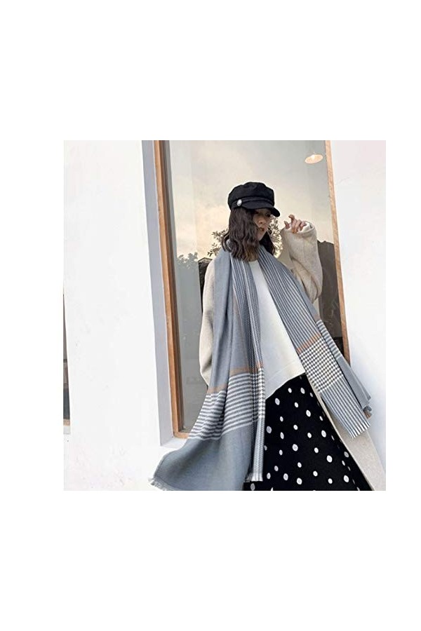 Écharpe Cachemire Coréen Sauvage Fille Brume Bleu Couple Écharpe Chaud Air Conditionné Chambre Châle