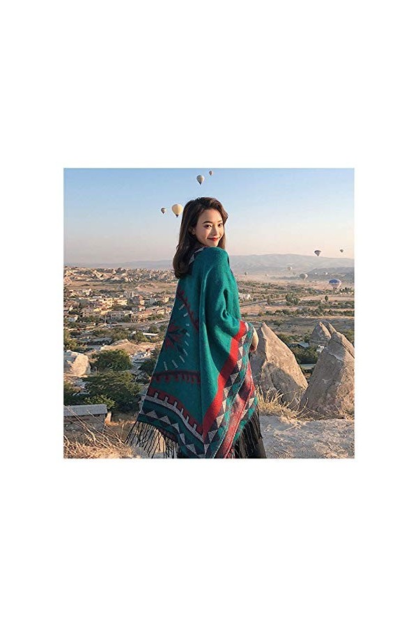 BOCbco Écharpe de châles branchée avec poche, femme chaude hiver poncho foulards couverture, bleu2-150x130cm,Bleu2,150 * 130c