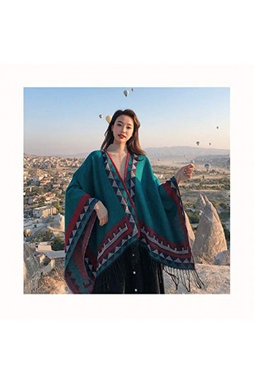 BOCbco Écharpe de châles branchée avec poche, femme chaude hiver poncho foulards couverture, bleu2-150x130cm,Bleu2,150 * 130c