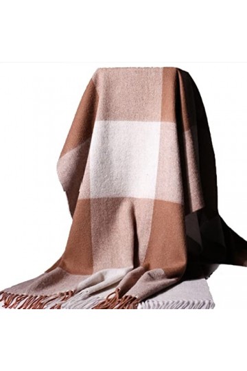 AGOUNOD Couverture écharpes for Femmes Grande Grille Hiver Chaud Treillis Grande Laine Tartan écharpe Mode Longue Rose Doux C