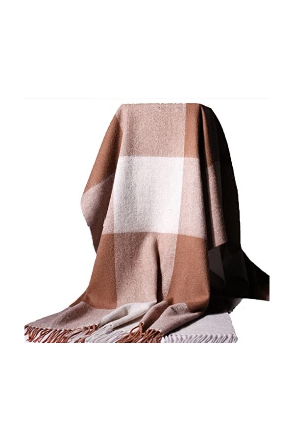 AGOUNOD Couverture écharpes for Femmes Grande Grille Hiver Chaud Treillis Grande Laine Tartan écharpe Mode Longue Rose Doux C